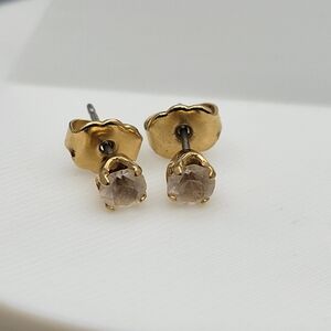 Avon Gold-Tone Stud Earrings with Champagne Stones - Women Jewelry